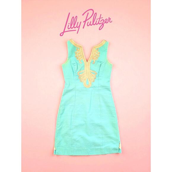 Lilly Pulitzer Janice Shift Dress - Size 2 - Aqua Blue GUC - Picture 5 of 6